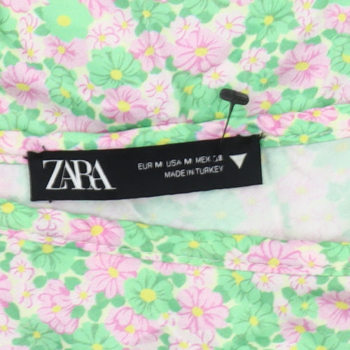 Zara Women's Floral Skirt Multicoloured Size 12