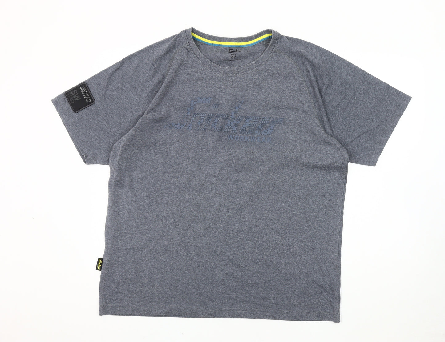 Snickers Men's Grey XL T-Shirt, Crew Neck, Logo Accent