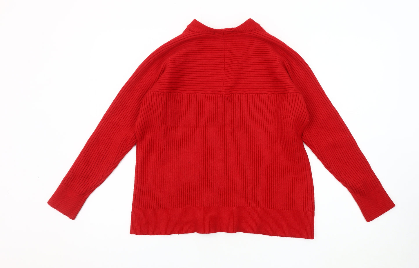 Mango Women's Red V-Neck Pullover Jumper Size 12