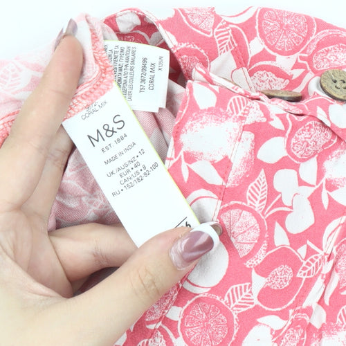 Marks and Spencer Women's Pink Floral Shorts Size 12