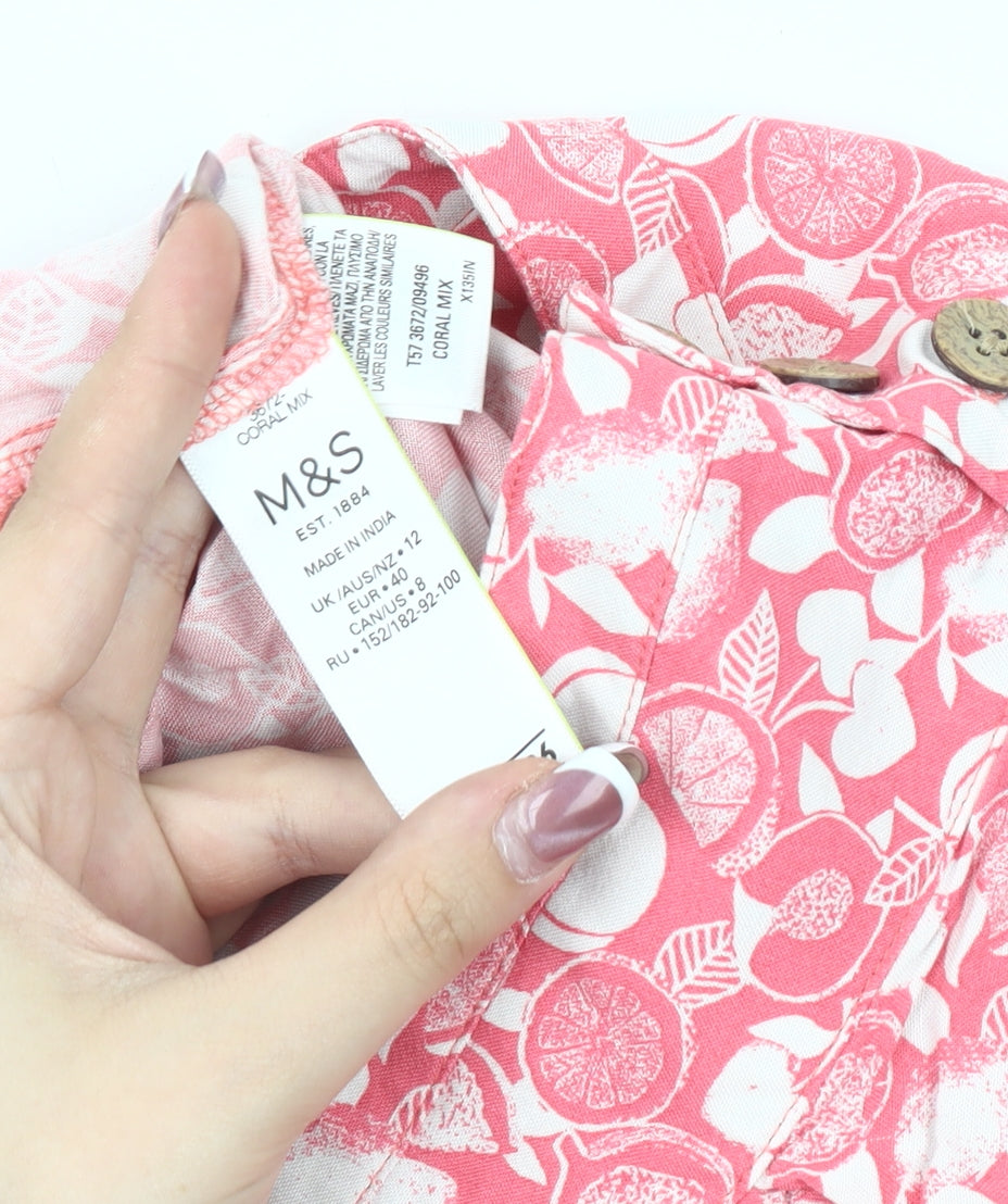 Marks and Spencer Women's Pink Floral Shorts Size 12