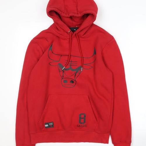 NBA Men's Red Hoodie - Size M, Pullover Style