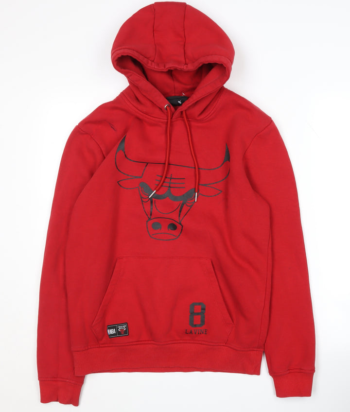 NBA Men's Red Hoodie - Size M, Pullover Style