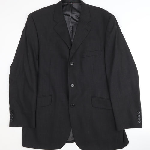 Jeff Banks Men's Black Regular Fit Wool Suit Jacket 42R