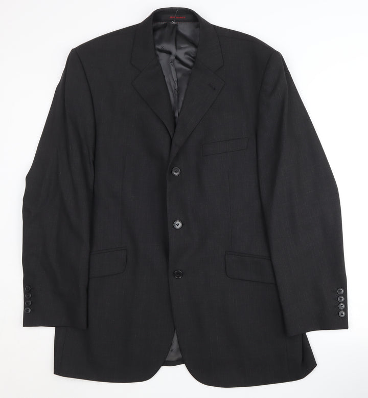 Jeff Banks Men's Black Regular Fit Wool Suit Jacket 42R