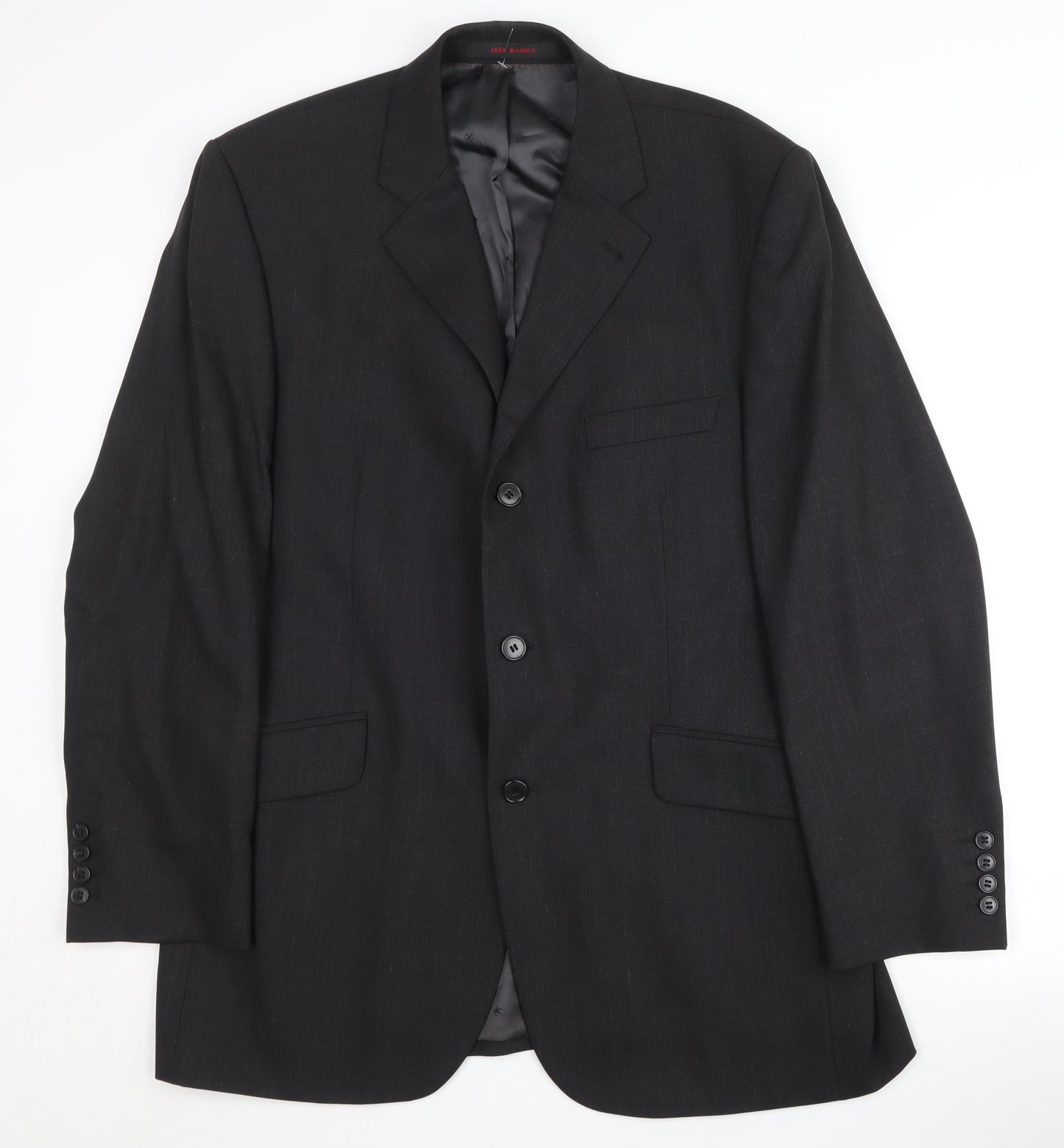 Jeff Banks Men's Black Regular Fit Wool Suit Jacket 42R