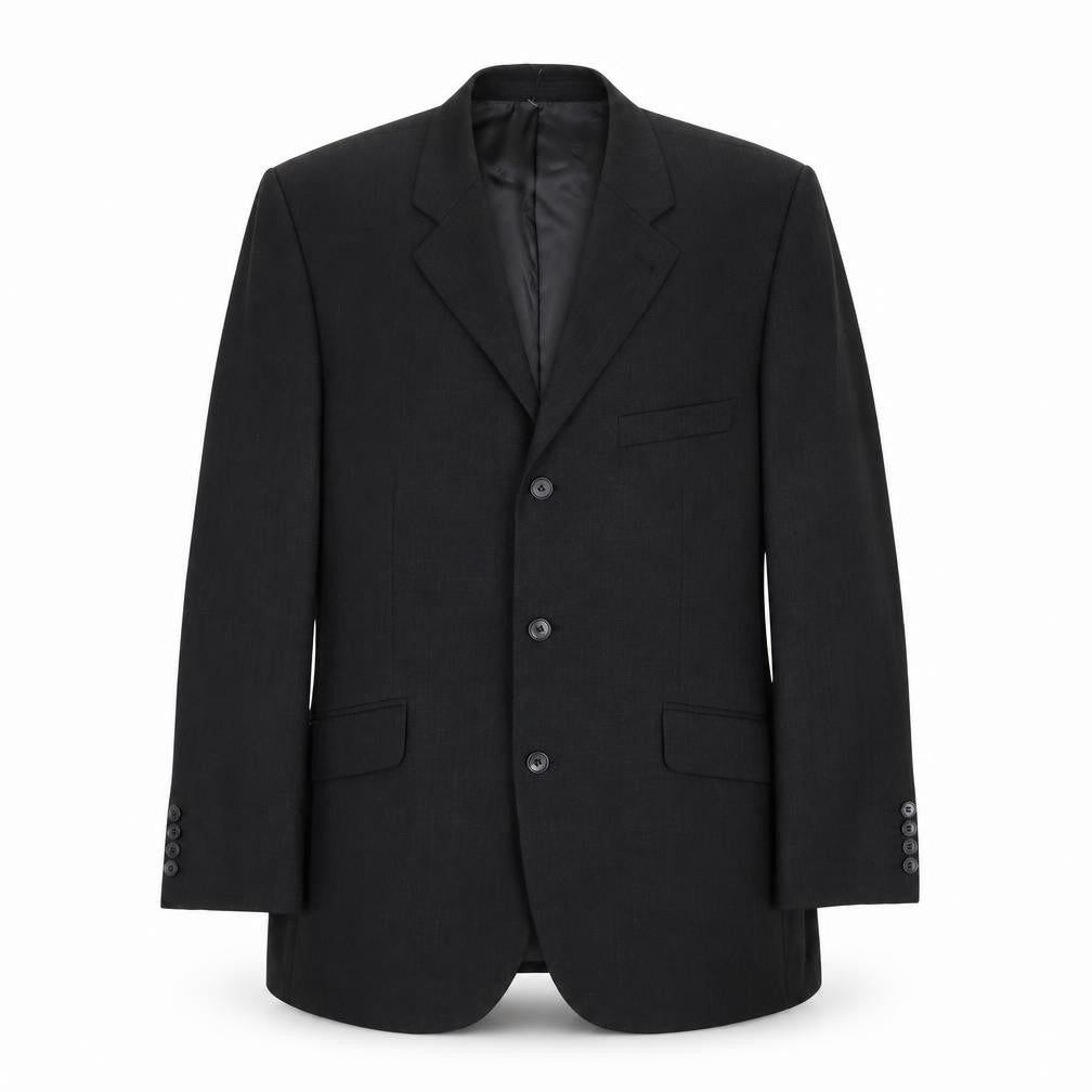 Front view of Jeff Banks Men's Black Regular Fit Wool Suit Jacket 42R