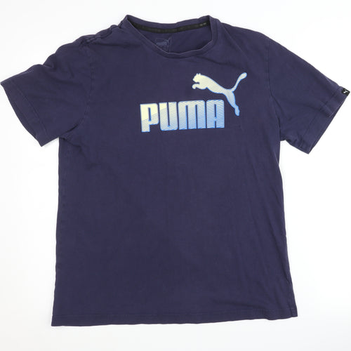 Puma Men's Blue Graphic T-Shirt, Medium, Sports Style