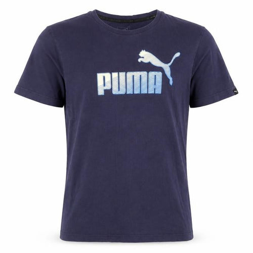 Puma Men's Blue Graphic T-Shirt, Medium, Sports Style