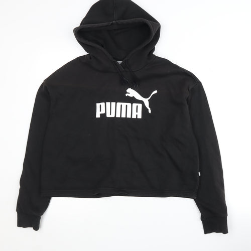 Puma Women's Black Hooded Pullover Logo Hoodie Size 8
