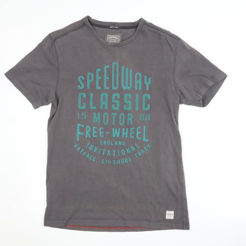 FatFace Men's Grey Graphic T-Shirt, Size S, Classic Motor Style