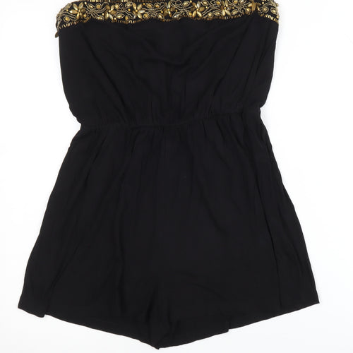 Rock & Rags Black Beaded Strapless Playsuit Size S