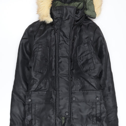 Roxy Women's Black Parka Jacket with Hood, Size S