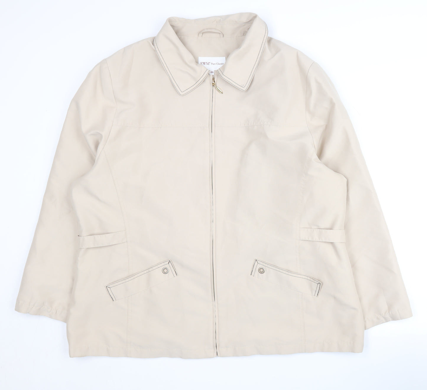 EWM Women's Beige Jacket Size 20 - Full Zip, Casual Style