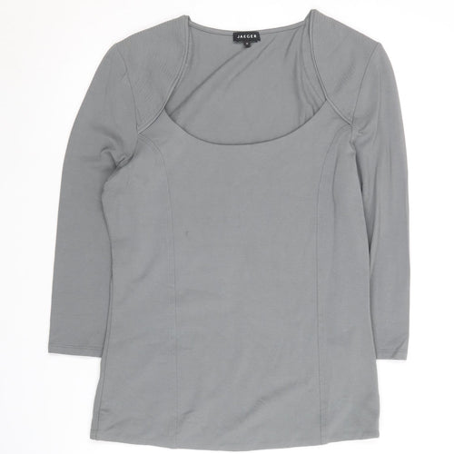 Jaeger Women's Grey Basic Medium Scoop Neck Top