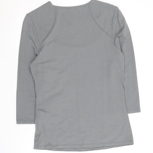 Jaeger Women's Grey Basic Medium Scoop Neck Top