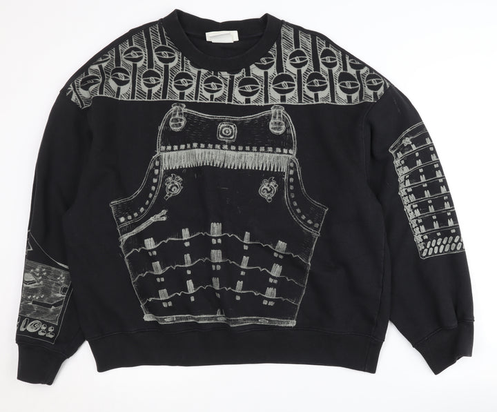 H&M Men's Black Graphic Sweatshirt L