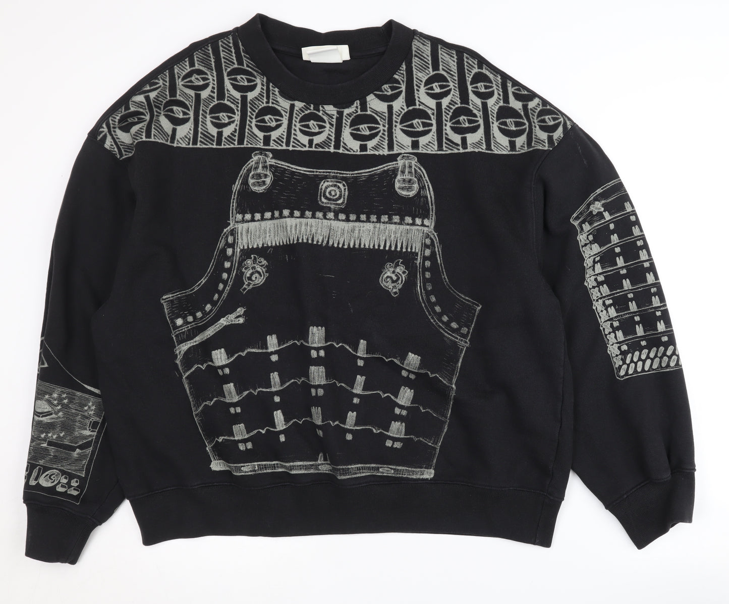 H&M Men's Black Graphic Sweatshirt L