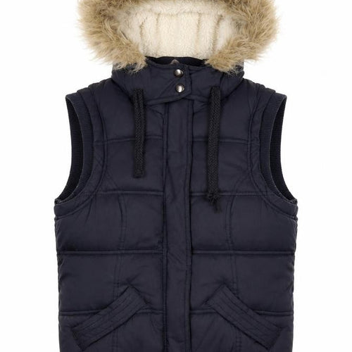 New Look Women's Black Hooded Puffer Waistcoat Size 8