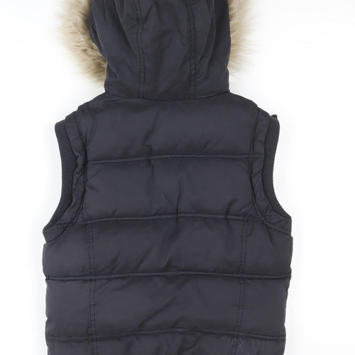 New Look Women's Black Hooded Puffer Waistcoat Size 8