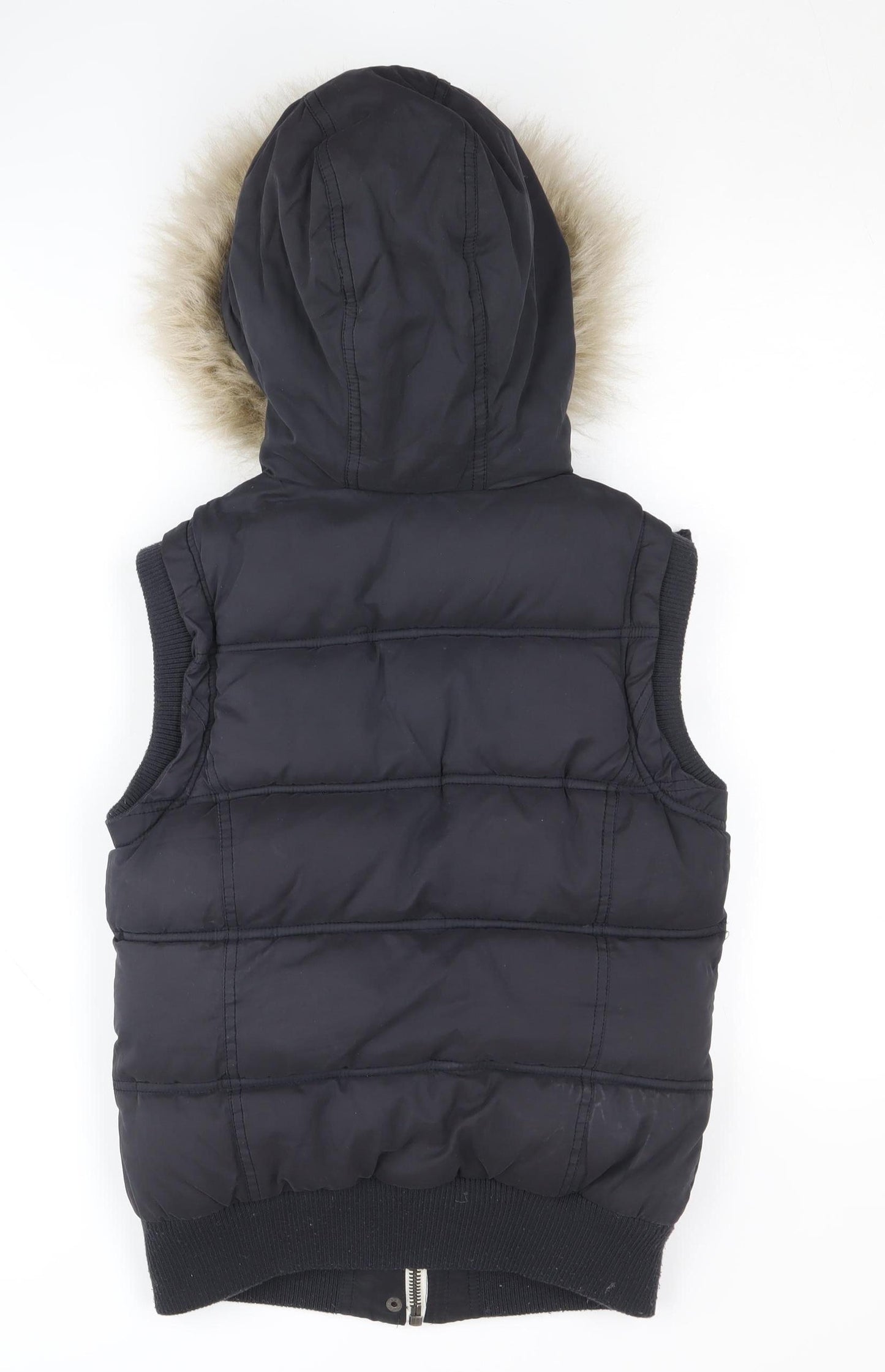 New Look Women's Black Hooded Puffer Waistcoat Size 8