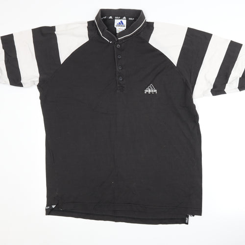 Adidas Men’s Black Striped Polo Shirt Large