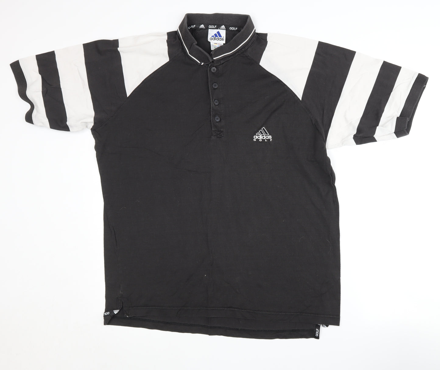 Adidas Men’s Black Striped Polo Shirt Large