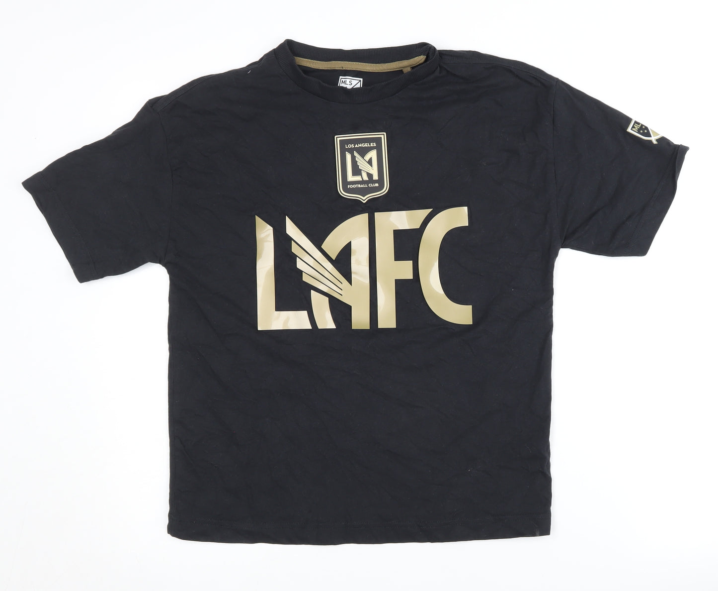 LAFC Boys Black T-Shirt, Size 11-12, Cotton, Casual Football Wear
