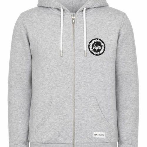 JustHype Men's XS Grey Full Zip Hoodie, Logo Accent