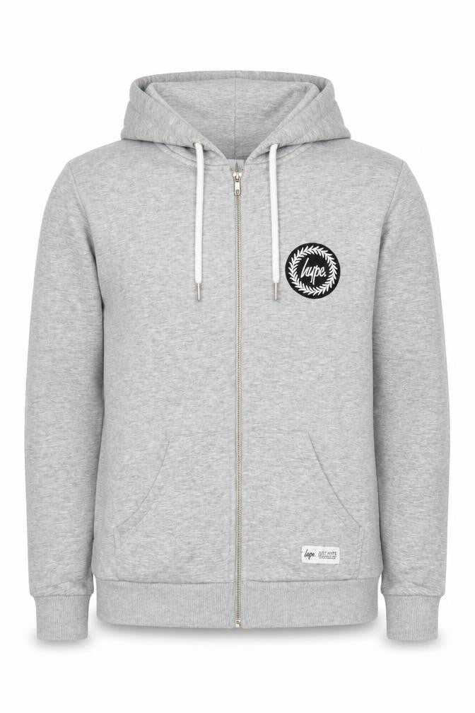 JustHype Men's XS Grey Full Zip Hoodie, Logo Accent