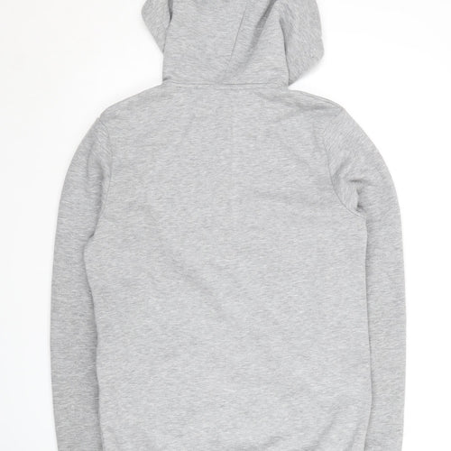 JustHype Men's XS Grey Full Zip Hoodie, Logo Accent