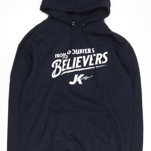 JustHoods Men's Black Logo Pullover Hoodie L