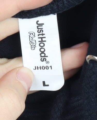 JustHoods Men's Black Logo Pullover Hoodie L