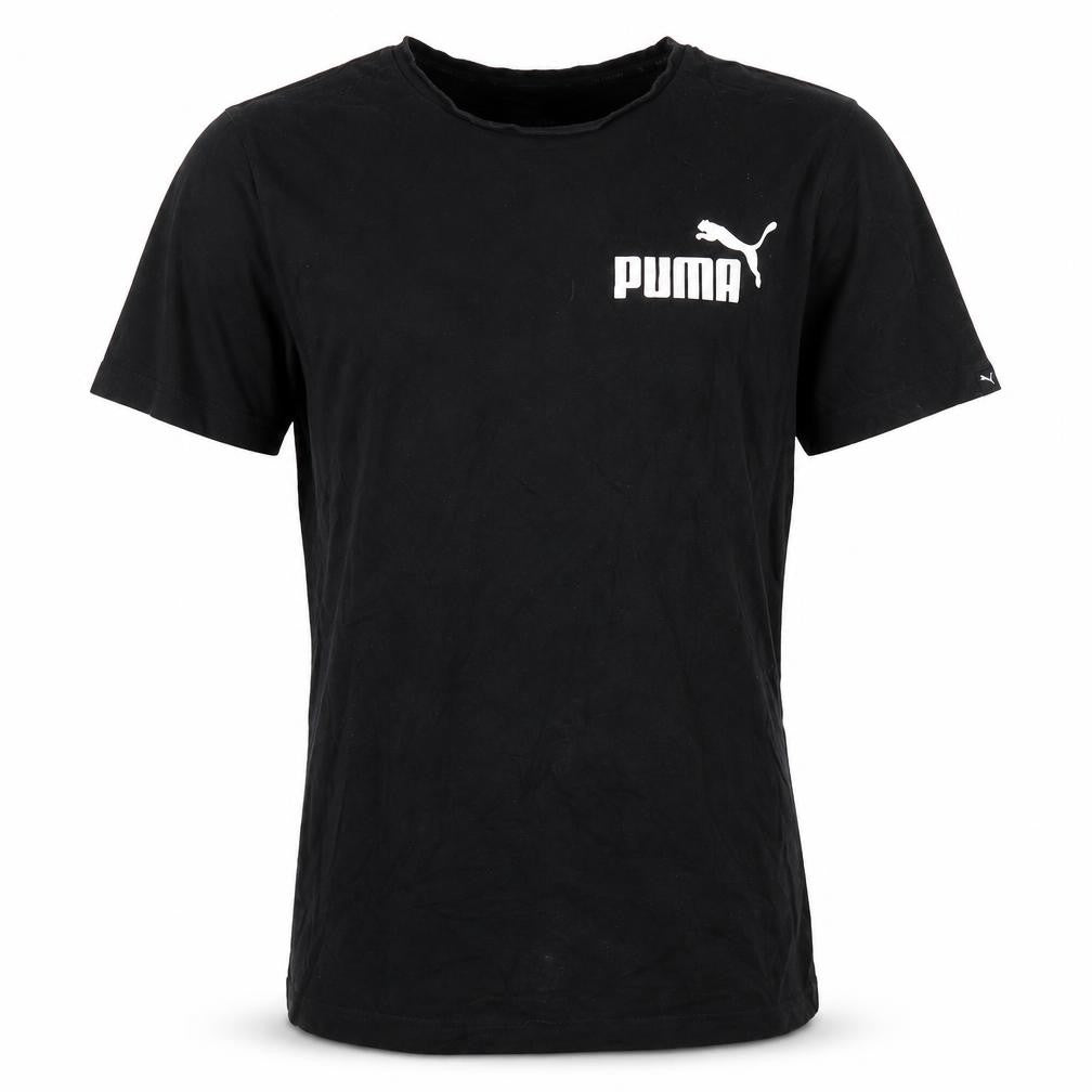 Front view of Puma Men's Black L Cotton Crew Neck T-Shirt