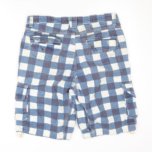 SoulCal & Co Men's Blue Check Cargo Shorts, Size 34