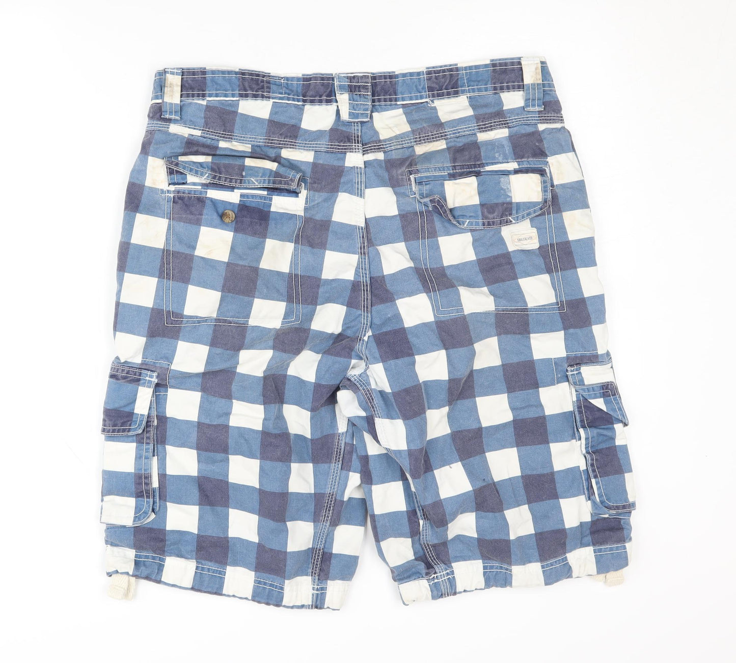 SoulCal & Co Men's Blue Check Cargo Shorts, Size 34