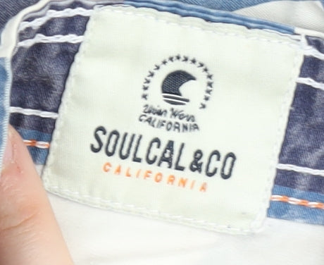 SoulCal & Co Men's Blue Check Cargo Shorts, Size 34