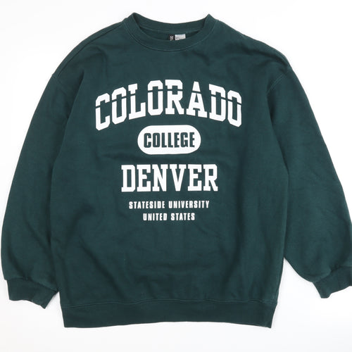 H&M Unisex Green College Sweatshirt Size S