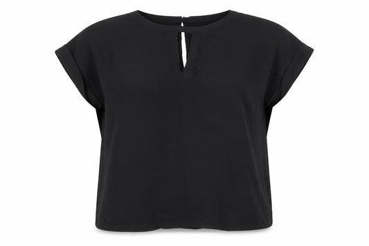 Front view of Warehouse Women's Black, size 12, Basic Blouse