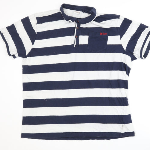 Lee Cooper Men's Blue Striped Polo Shirt 2XL