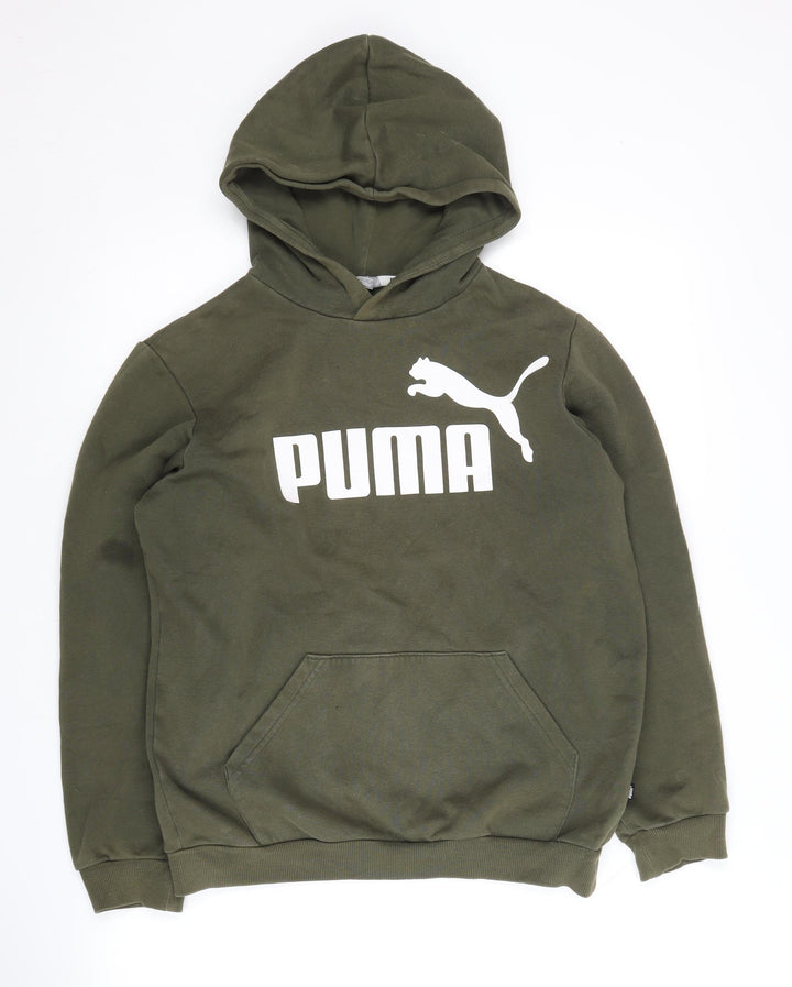 Puma Boys Green Hoodie Pullover 13-14 Years Logo Design