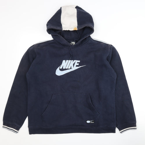 Nike Men's Blue Medium Pullover Hoodie with Logo