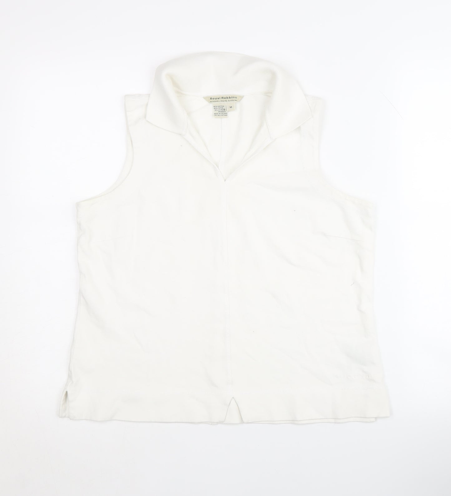 Royal Robbins Women's White Sleeveless Collared Tank - M