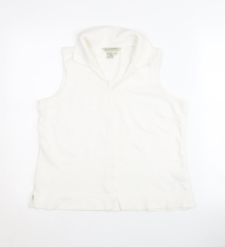 Royal Robbins Women's White Sleeveless Collared Tank - M