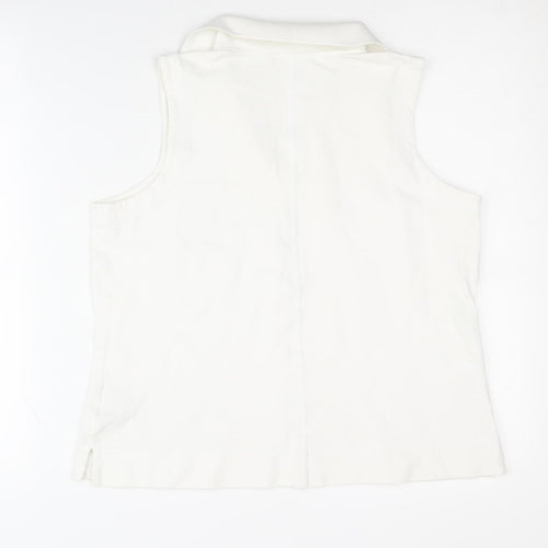 Royal Robbins Women's White Sleeveless Collared Tank - M
