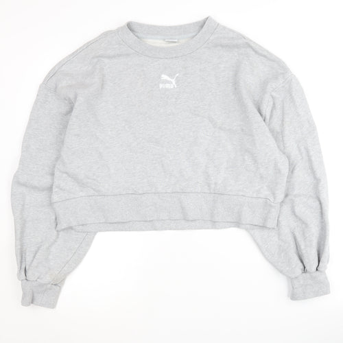 Puma Women's Grey Pullover Sweatshirt, Size 16, Logo Accent