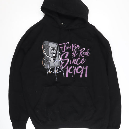 AWDis Just Hoods Men's Black Pullover Hoodie L