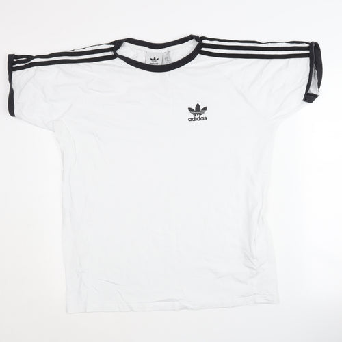 Adidas Men's XL White Logo T-Shirt - Short Sleeve, Crew Neck