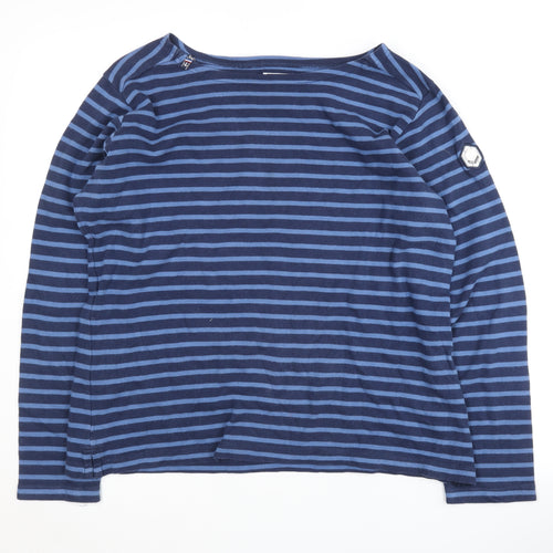Voile Bleue Women's Blue Striped Pullover XL