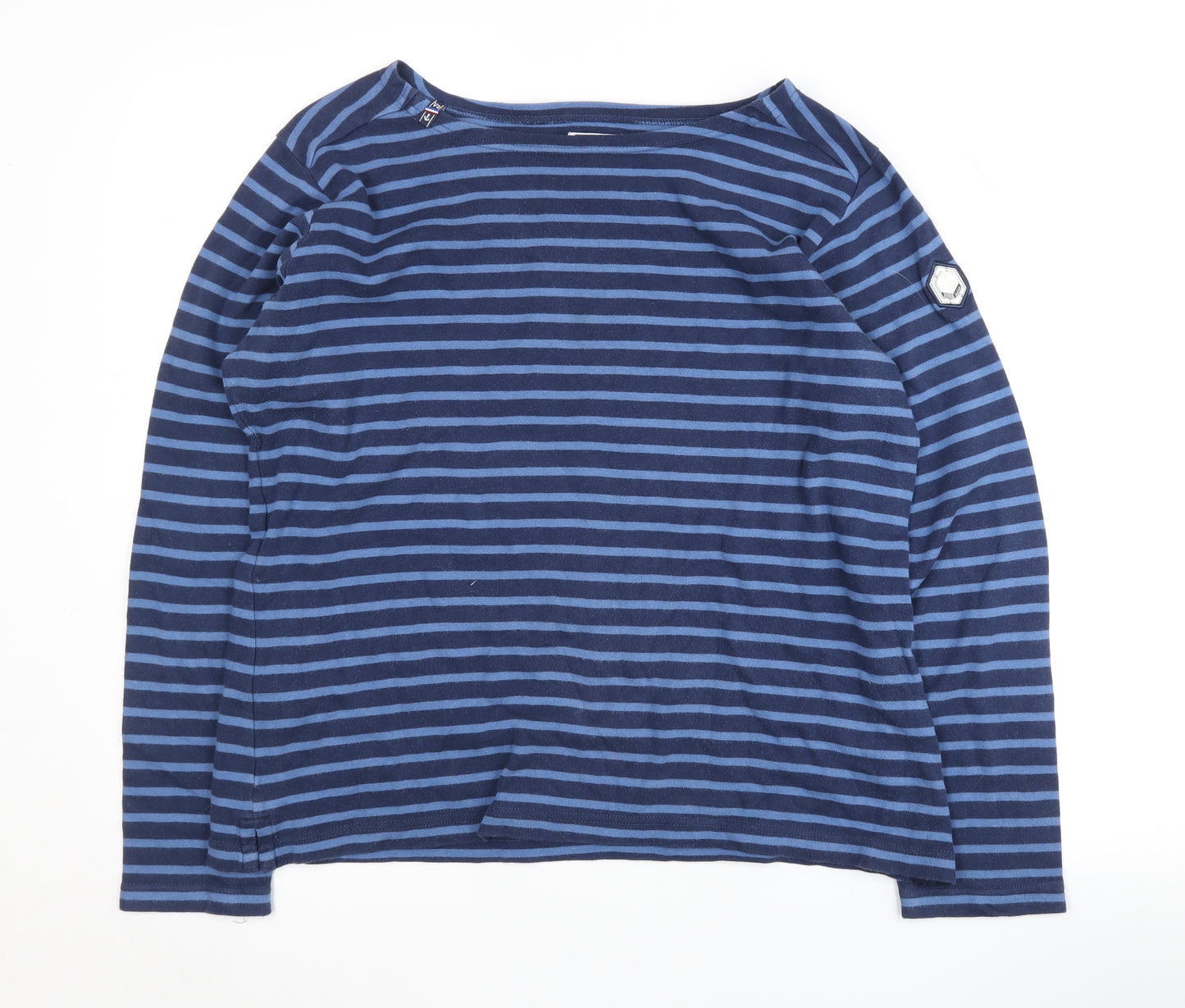 Voile Bleue Women's Blue Striped Pullover XL